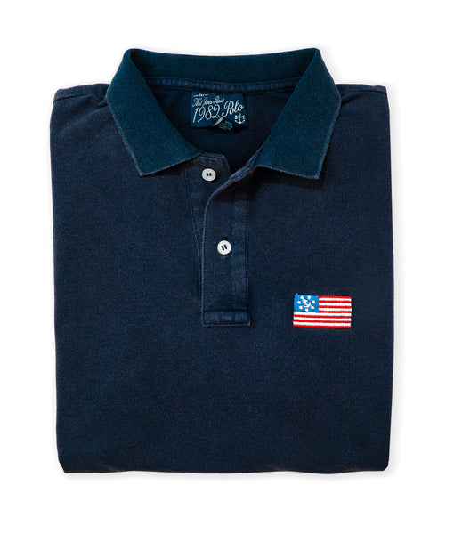 KJP Men's Embroidered American Yacht Flag Pique Polo Shirt in Navy