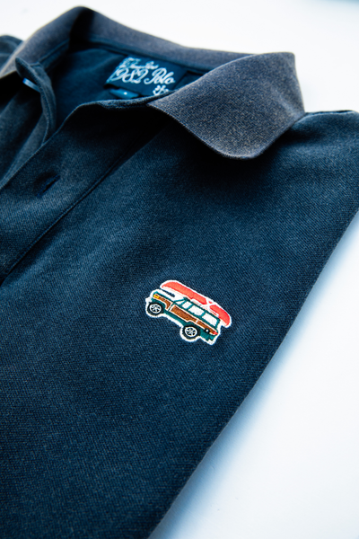 Jeep® x KJP Men's Classic Wagoneer Pique Polo Shirt in Navy Blue