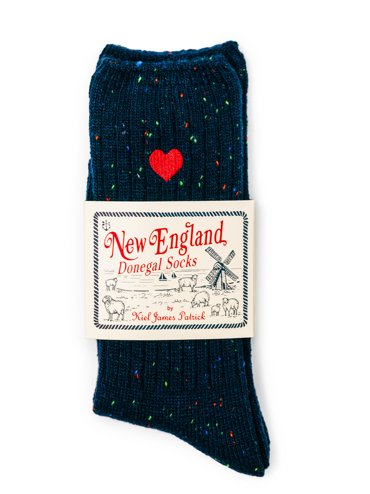 Heart Donegal Socks in Navy