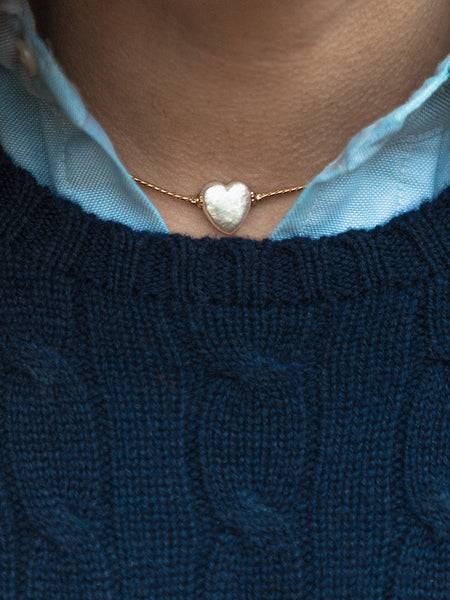 KJP Ocean Heart Gold Chain Necklace with Heart Shaped Pearl KJP Ocean Heart Gold Chain Necklace with Heart Shaped Pearl
