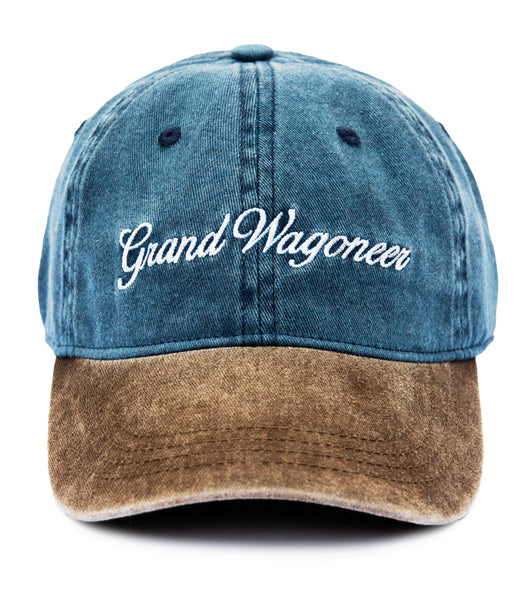 Jeep® x KJP Grand Wagoneer Embroidered Ball Cap in Blue and Tan