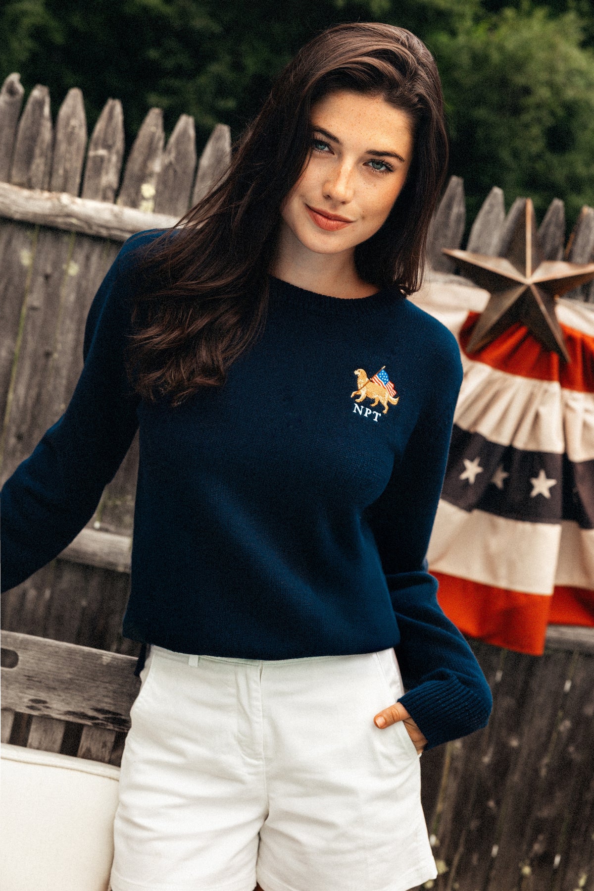 American Golden Embroidered Monogram Sweater - Women's