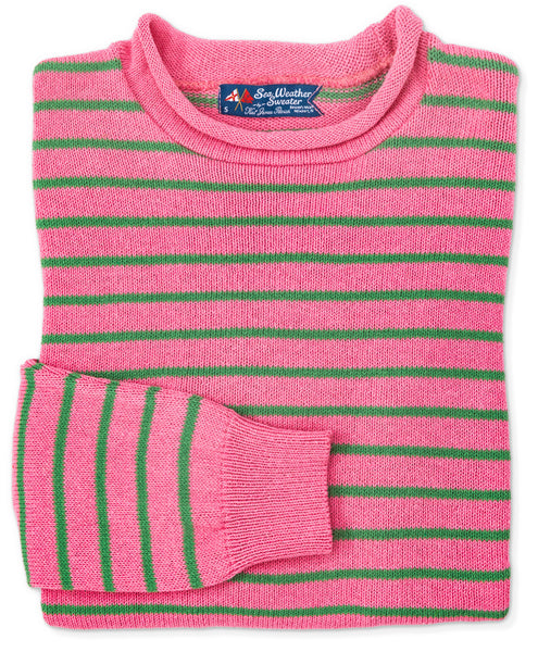 SEA - SEA sea rie コットンリブニット KJP Women's Beach Rose Cotton Rollneck Sweater in Pink and Green