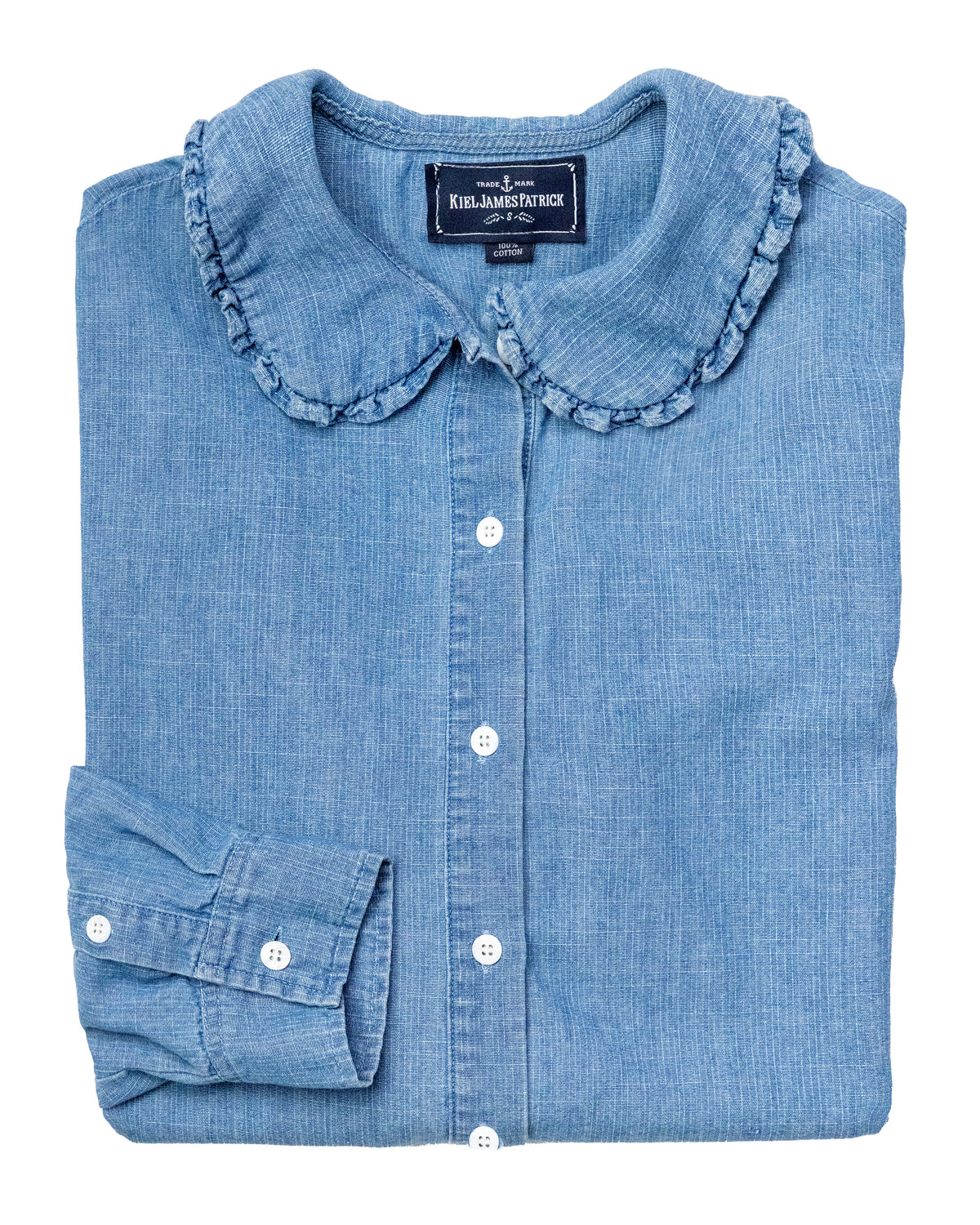 Caroline Chambray Ruffle Collar Shirt