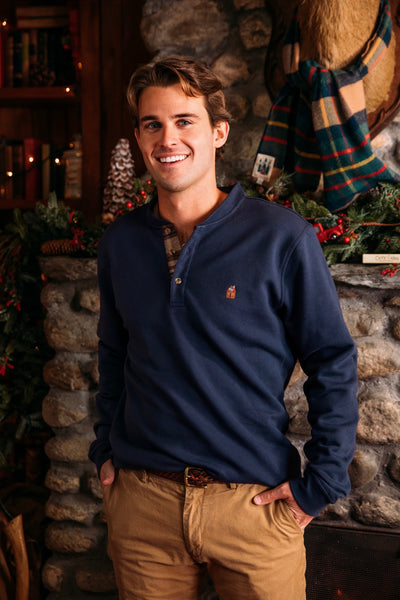 Cozy Cabin Henley Shirt in Lake XL