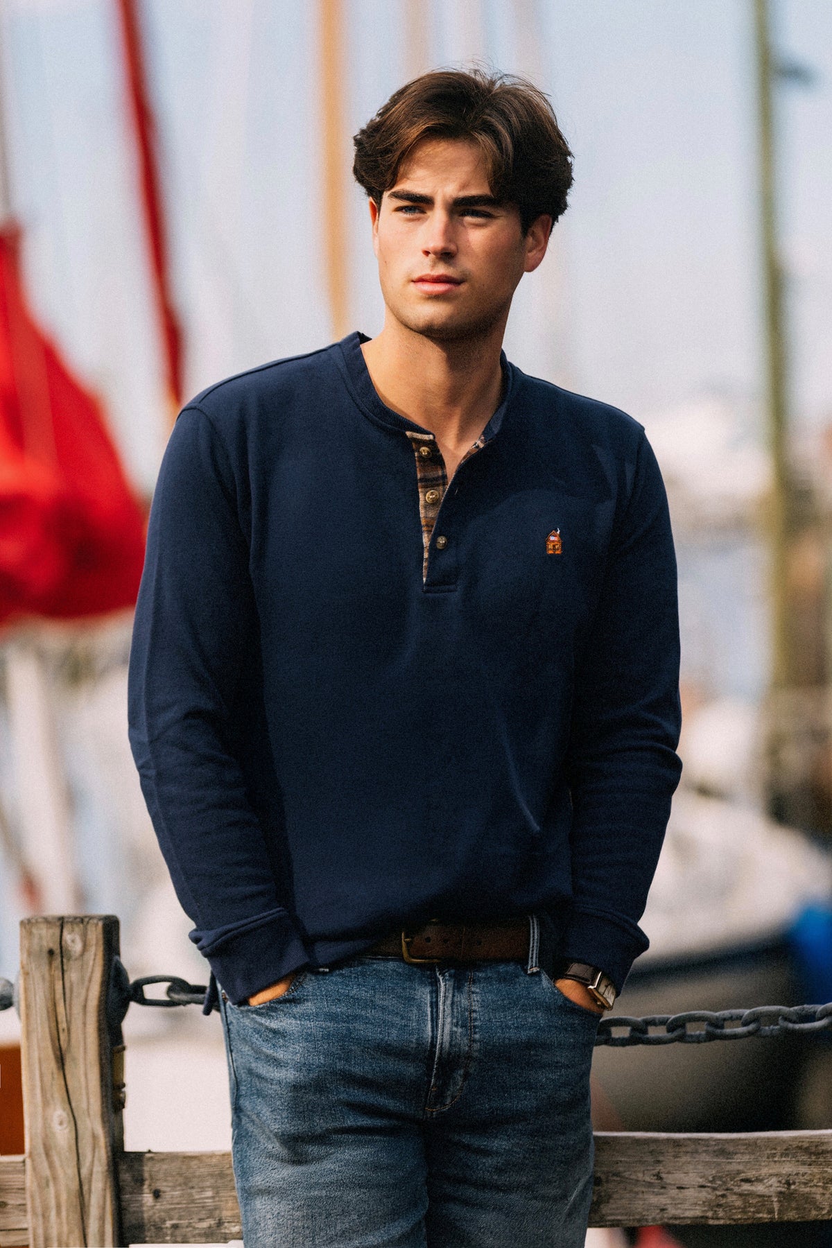 Cozy Cabin Henley Shirt in Lake