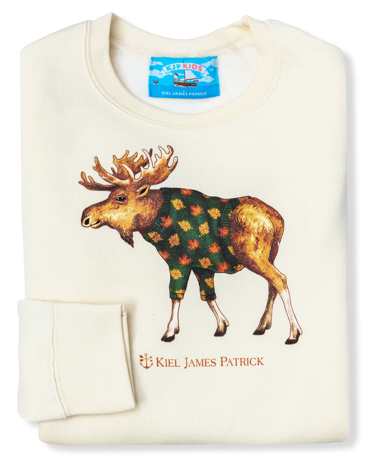 Cozy Leaf Moose Kids Sweatshirt
