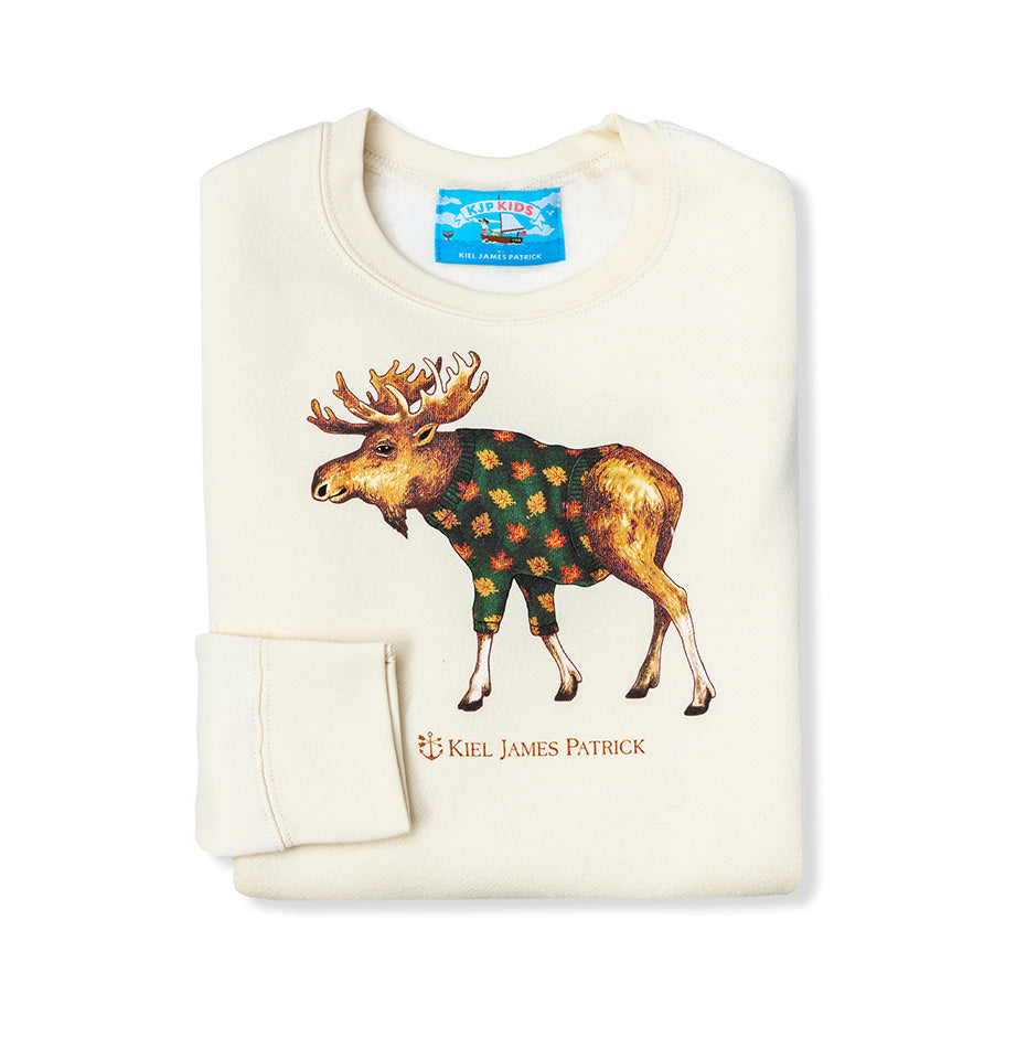 Cozy Leaf Moose Kids Sweatshirt