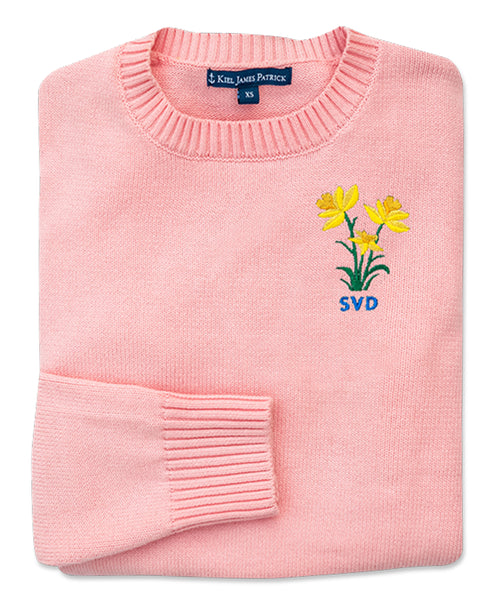 KJP Women's Daffodil Days Custom Embroidered Monogram Sweater in