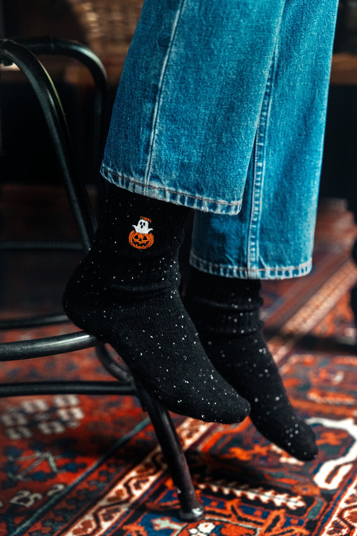 Ghostly Pumpkin Donegal Socks
