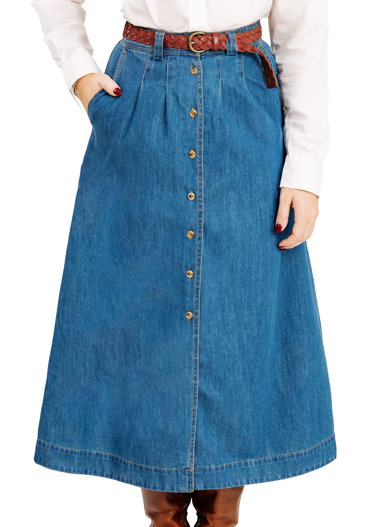 Hadley Denim Midi Skirt