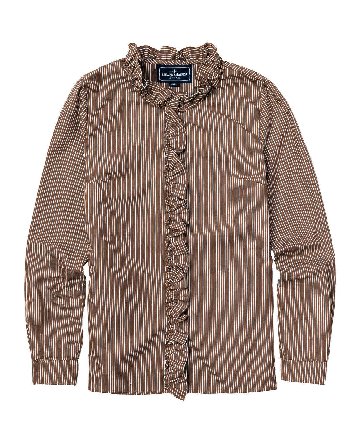 Heritage Stripe Ruffle Shirt in Brown