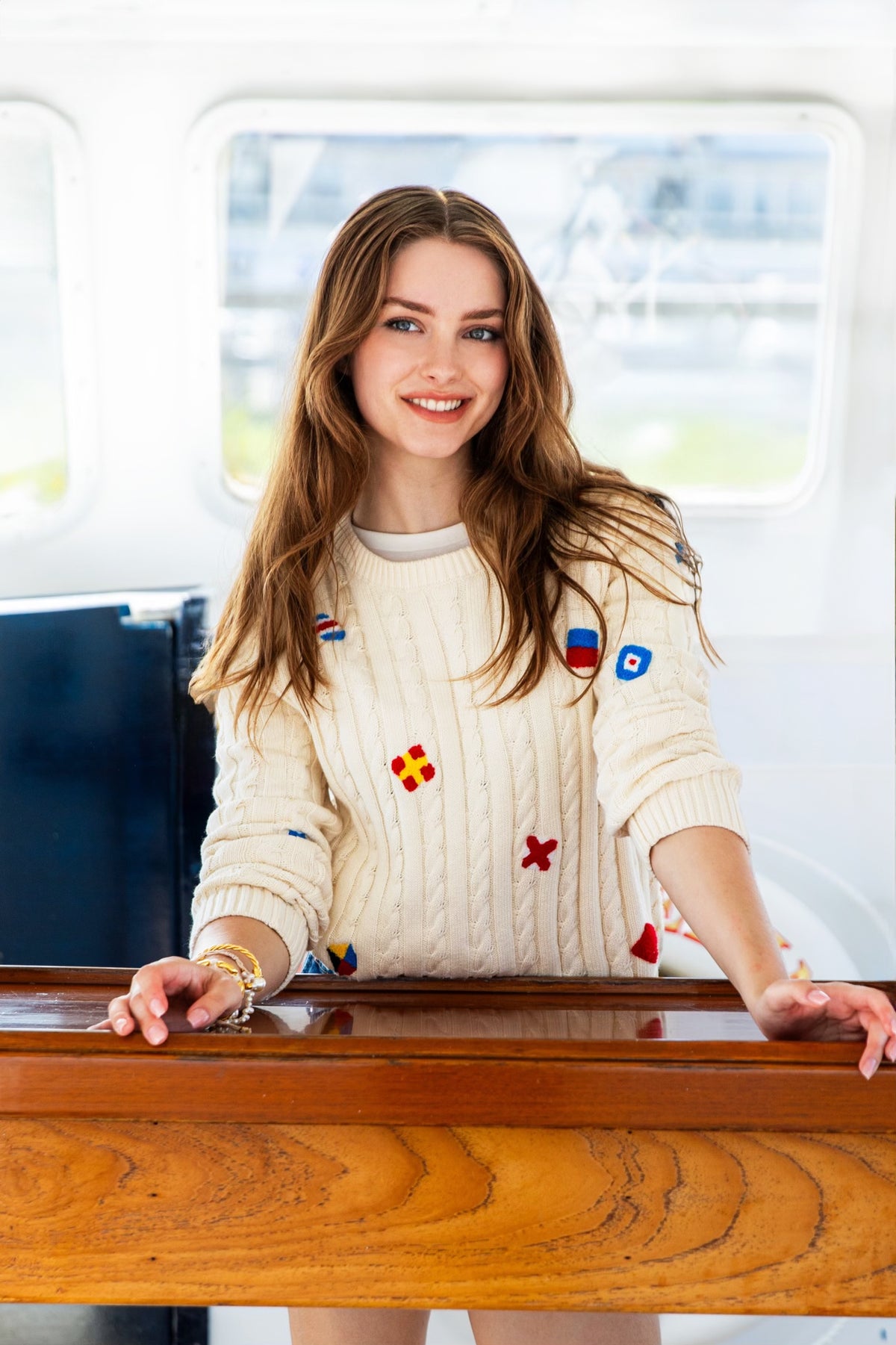 Nautical Flag Cable Knit Sweater