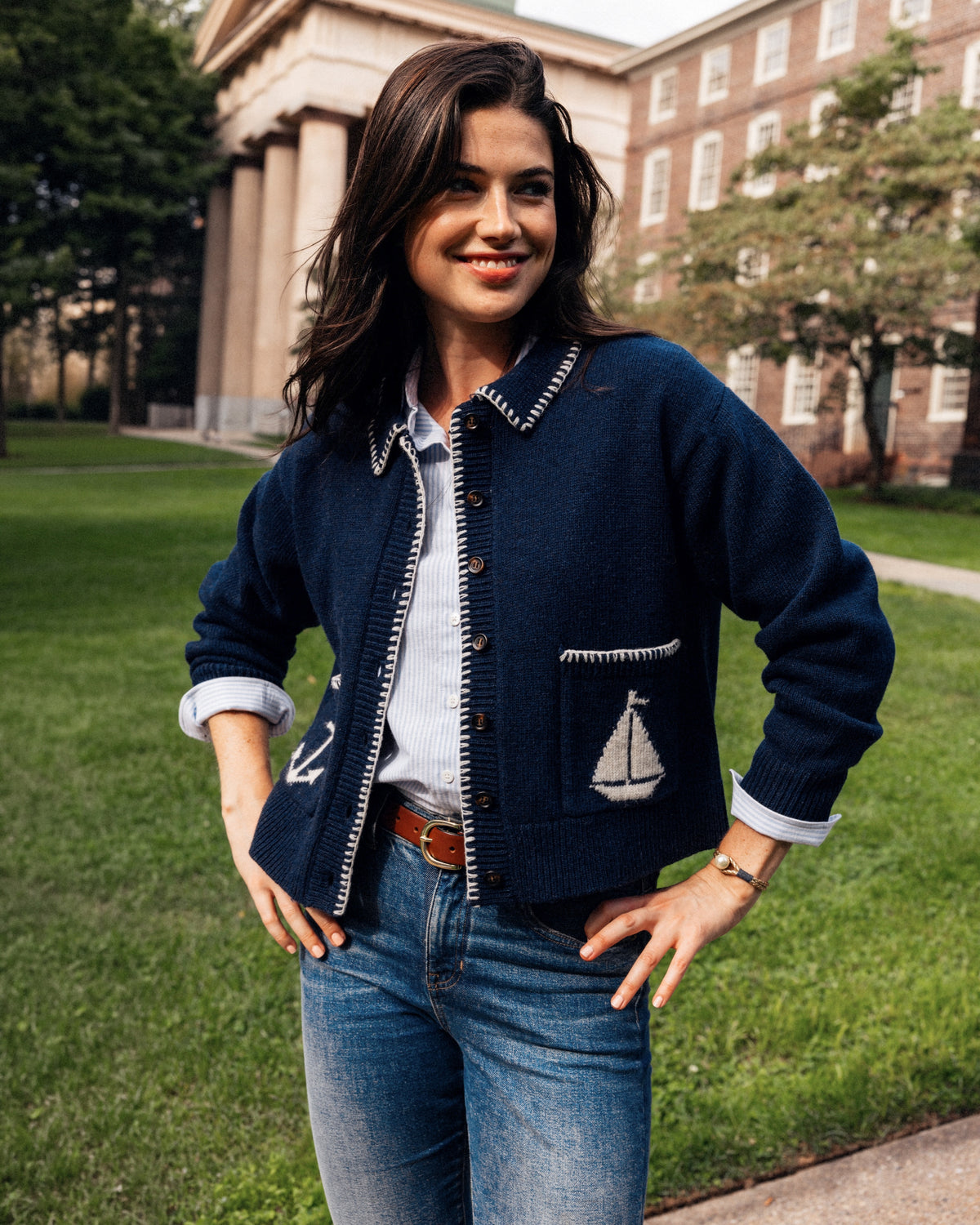 New England Heirloom Cardigan in Seas the Day
