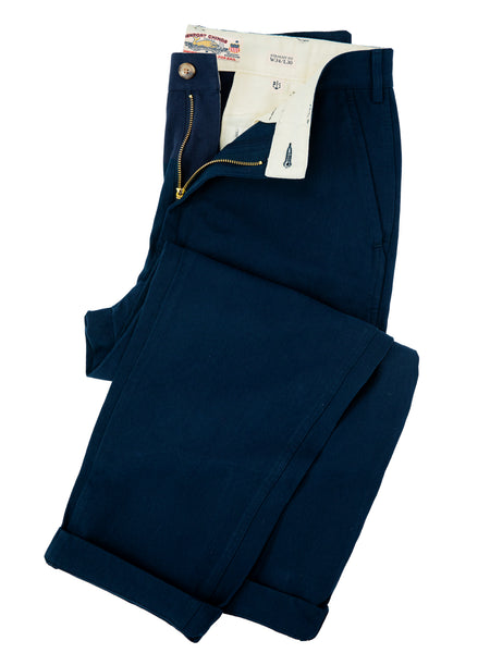 ヒューマンメイド 23SS ﾌﾞﾙｰ SKATER CHINO PANTS L KJP Men's Newport Cotton Twill Straight Leg Chinos in Navy Blue