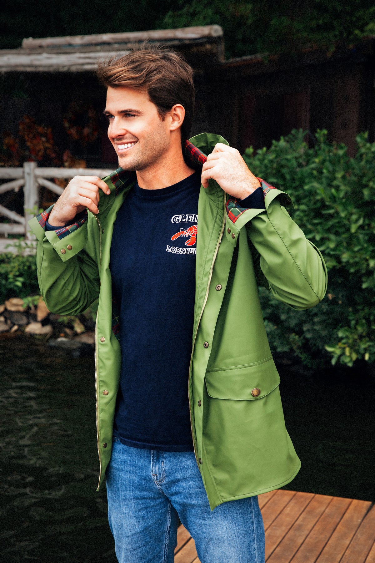 Old Salt Raincoat in Green - Men's
