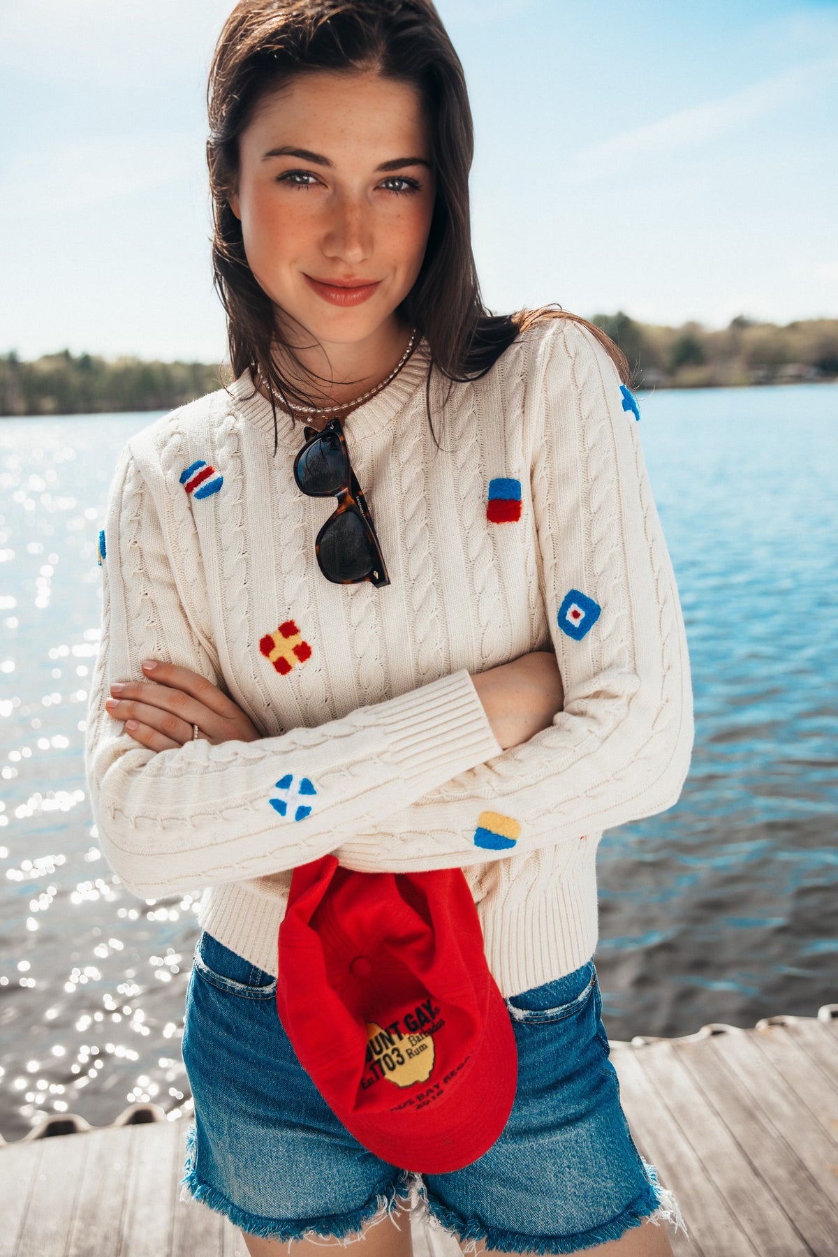 Nautical Flag Cable Knit Sweater