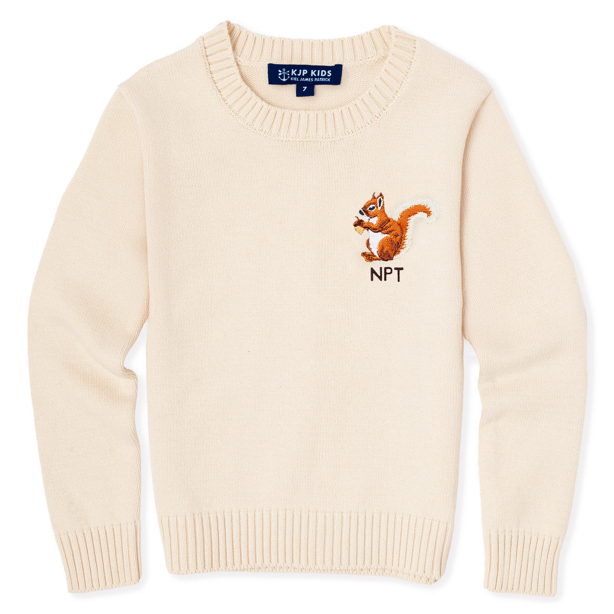 Woodland Squirrel Embroidered Monogram Kids Sweater