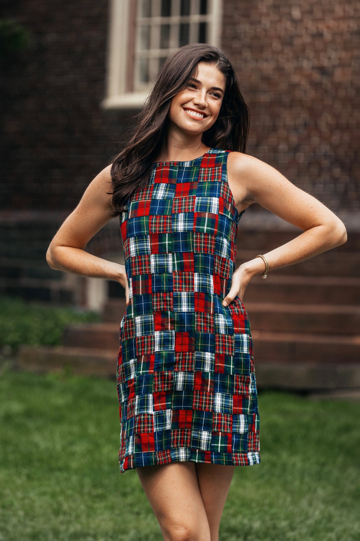 Tartan Patchwork Shift Dress