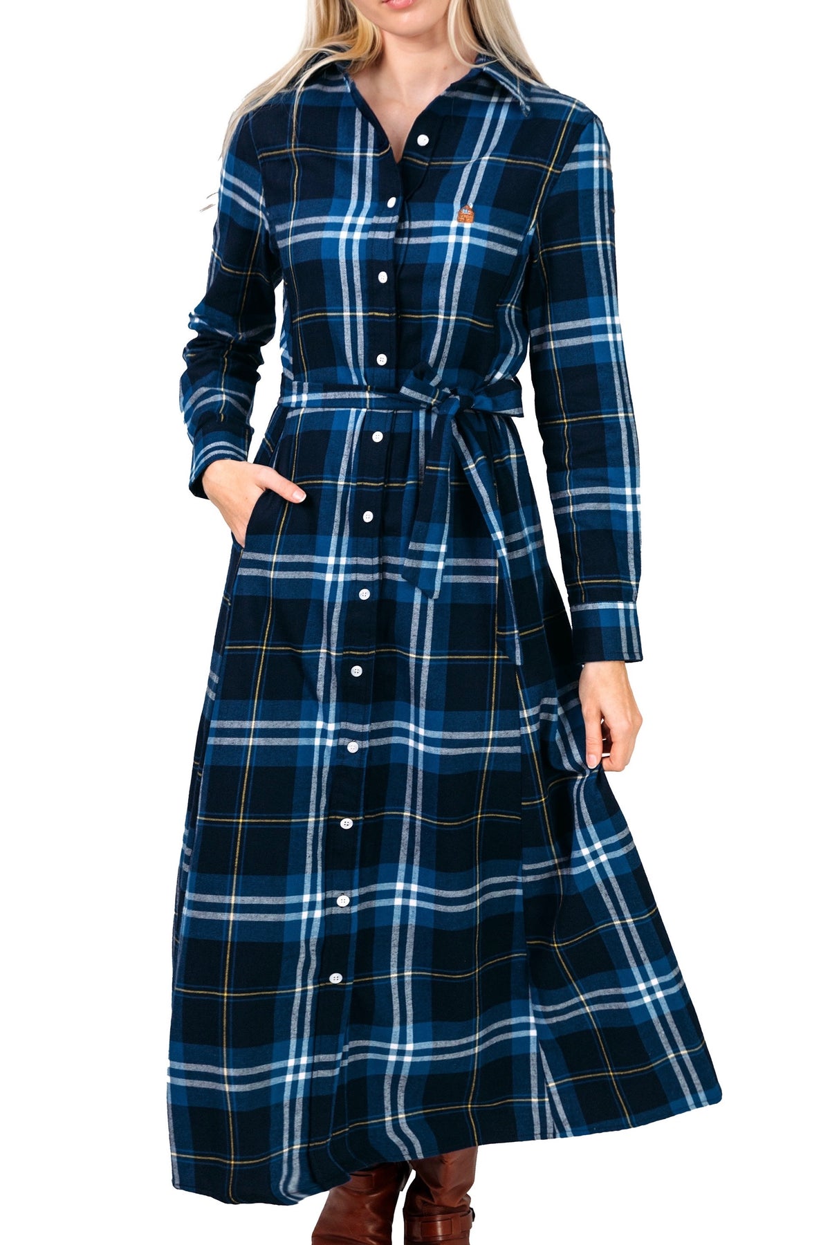 flannel bodycon dress KJP Women's Wellesley Creek Long Sleeve Belted Maxi 14 VER23 No exceptions. Color:Blue Lolite The Reentry Center -