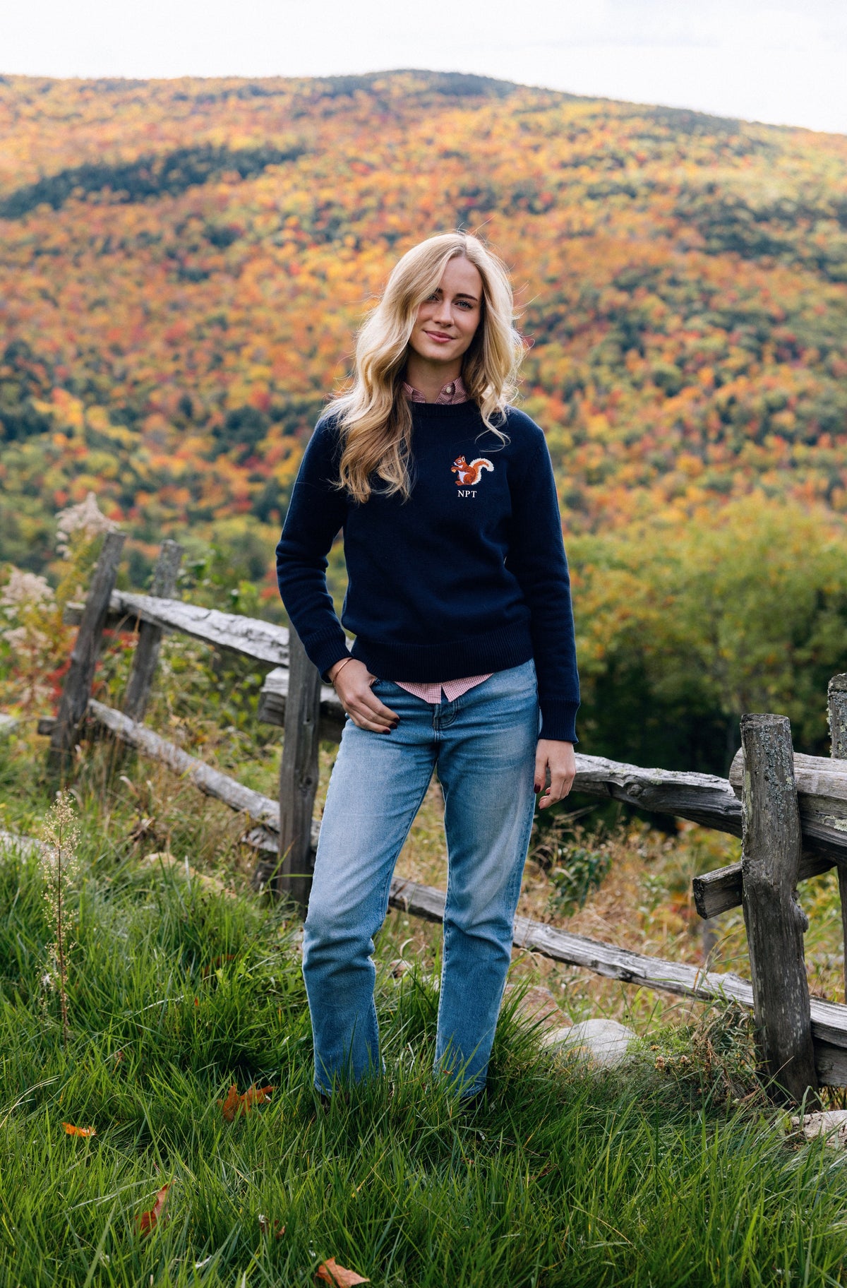 Woodland Squirrel Embroidered Monogram Sweater - Women’s