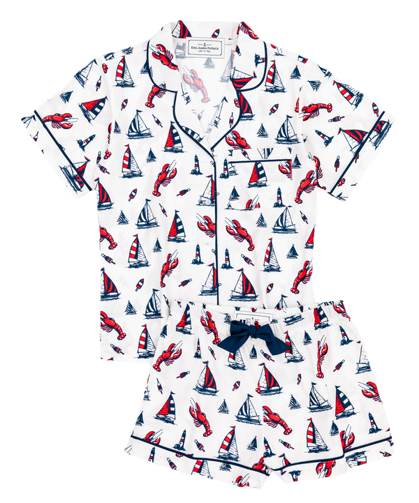 Lobster Buoy Drawstring Shorts Pajama Set