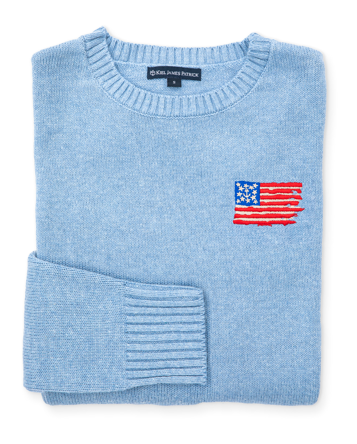 KJP Men's Old Glory Flag Embroidered Crewneck Sweater