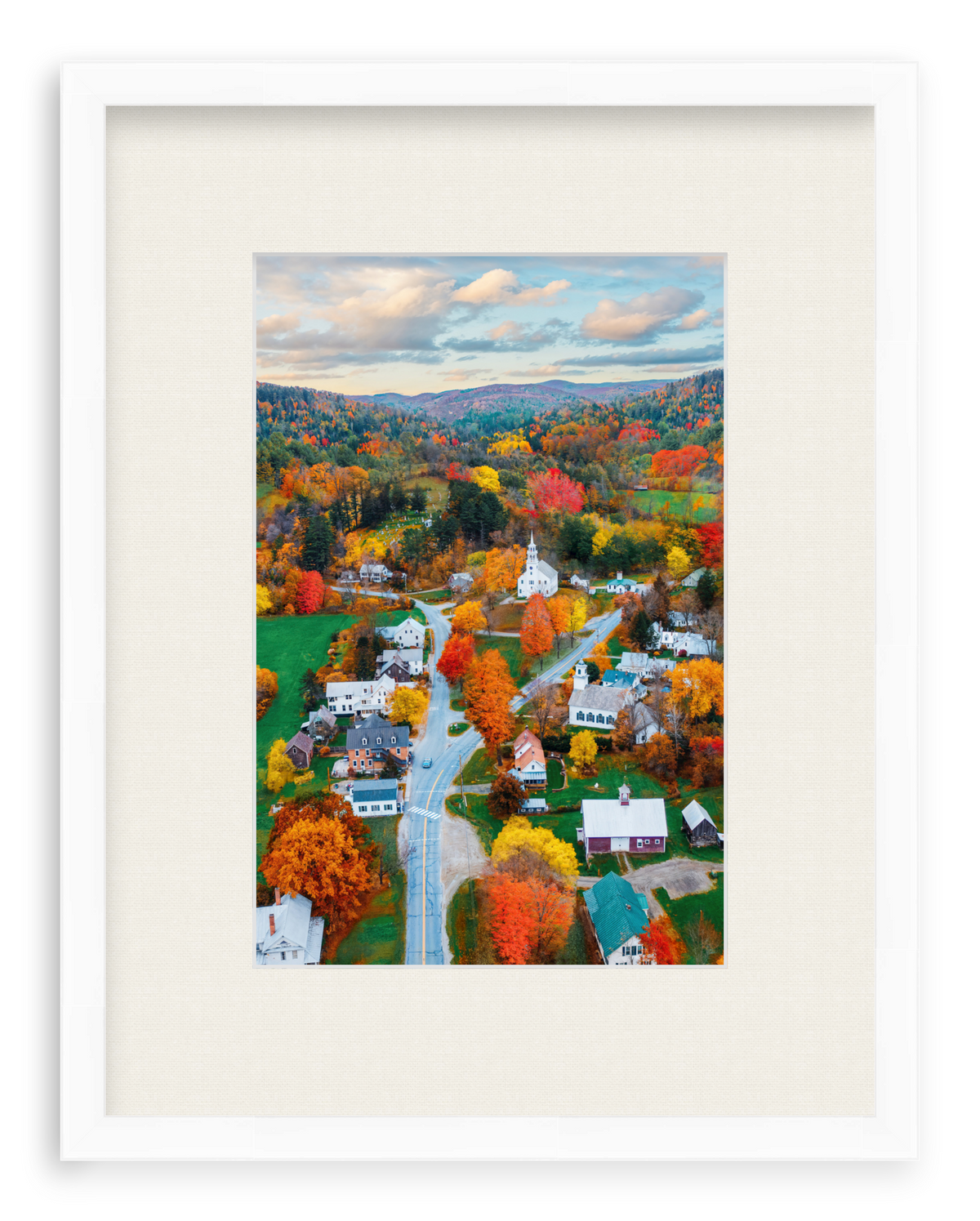 Fall Town Charm Framed Art Print
