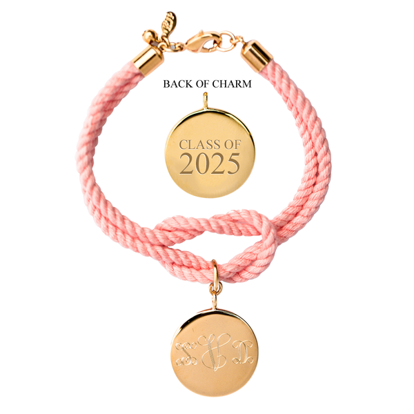 KJP Palm Beach Knot Graduation Rope Bracelet with Engravable Charm