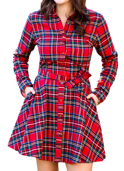 Gold-Buttoned Plaid Knit Dress　　Mサイズ Darlene Orange Plaid Dress by Hell Bunny – Modern Millie