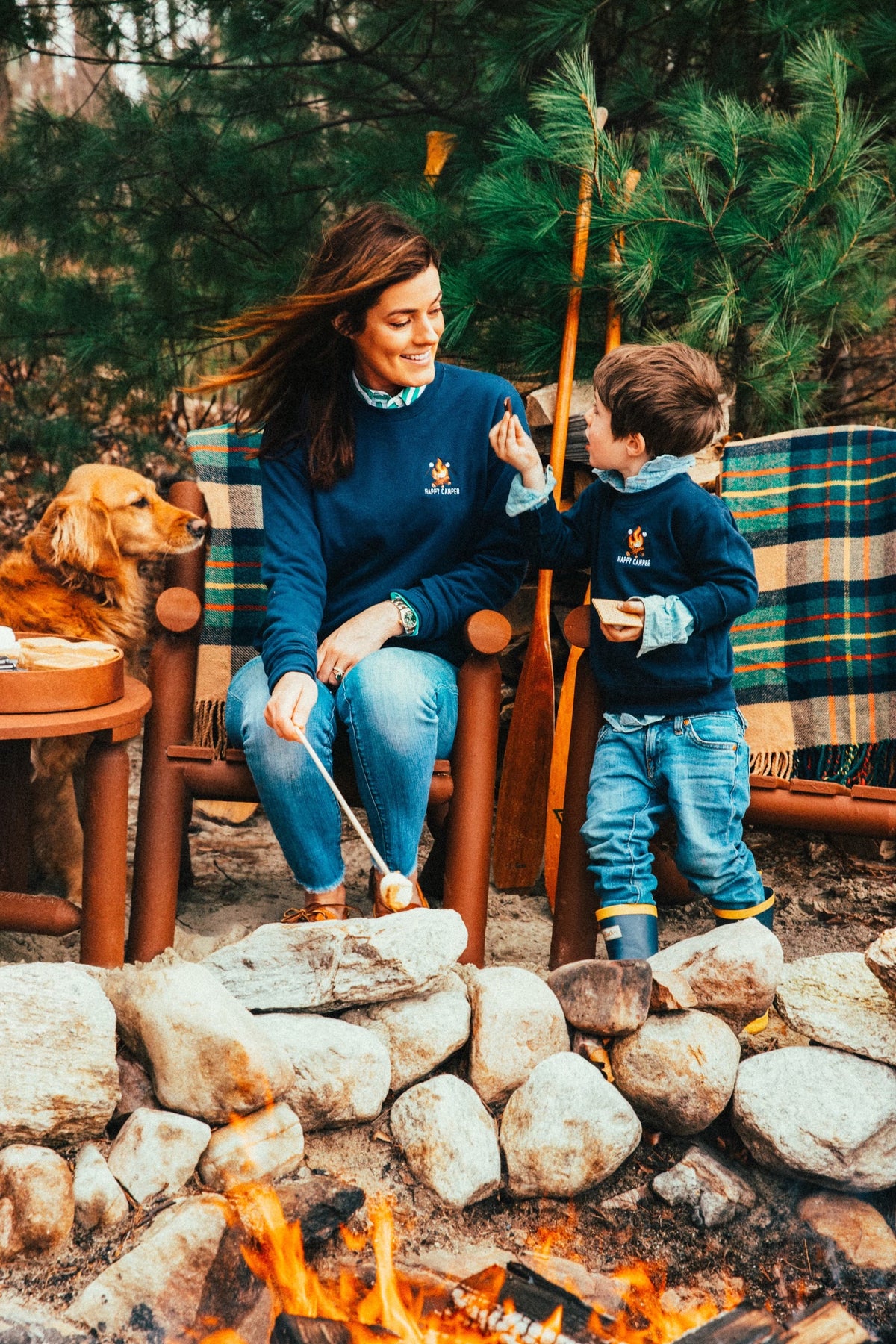 S'mores Happy Camper Kids Embroidered Sweatshirt