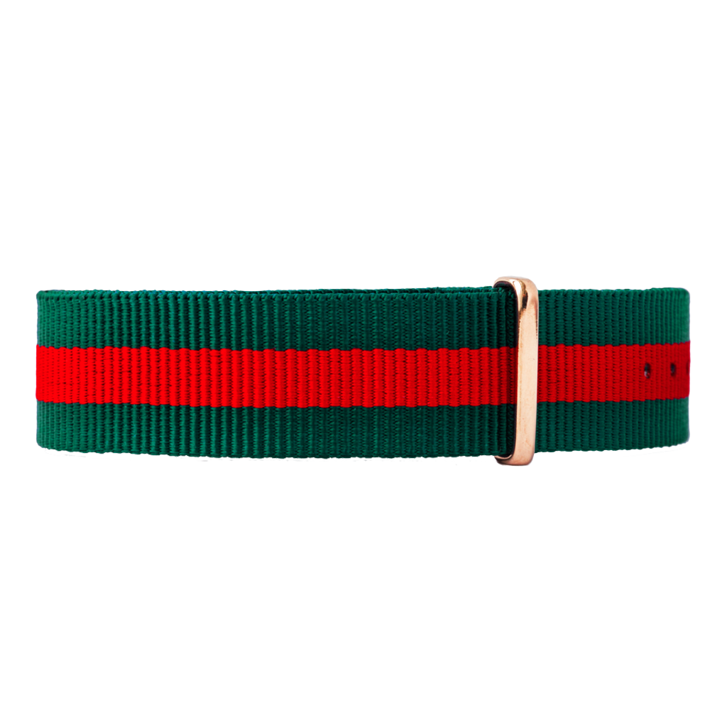 Mountain Time Green and Red Nylon Watch Strap
