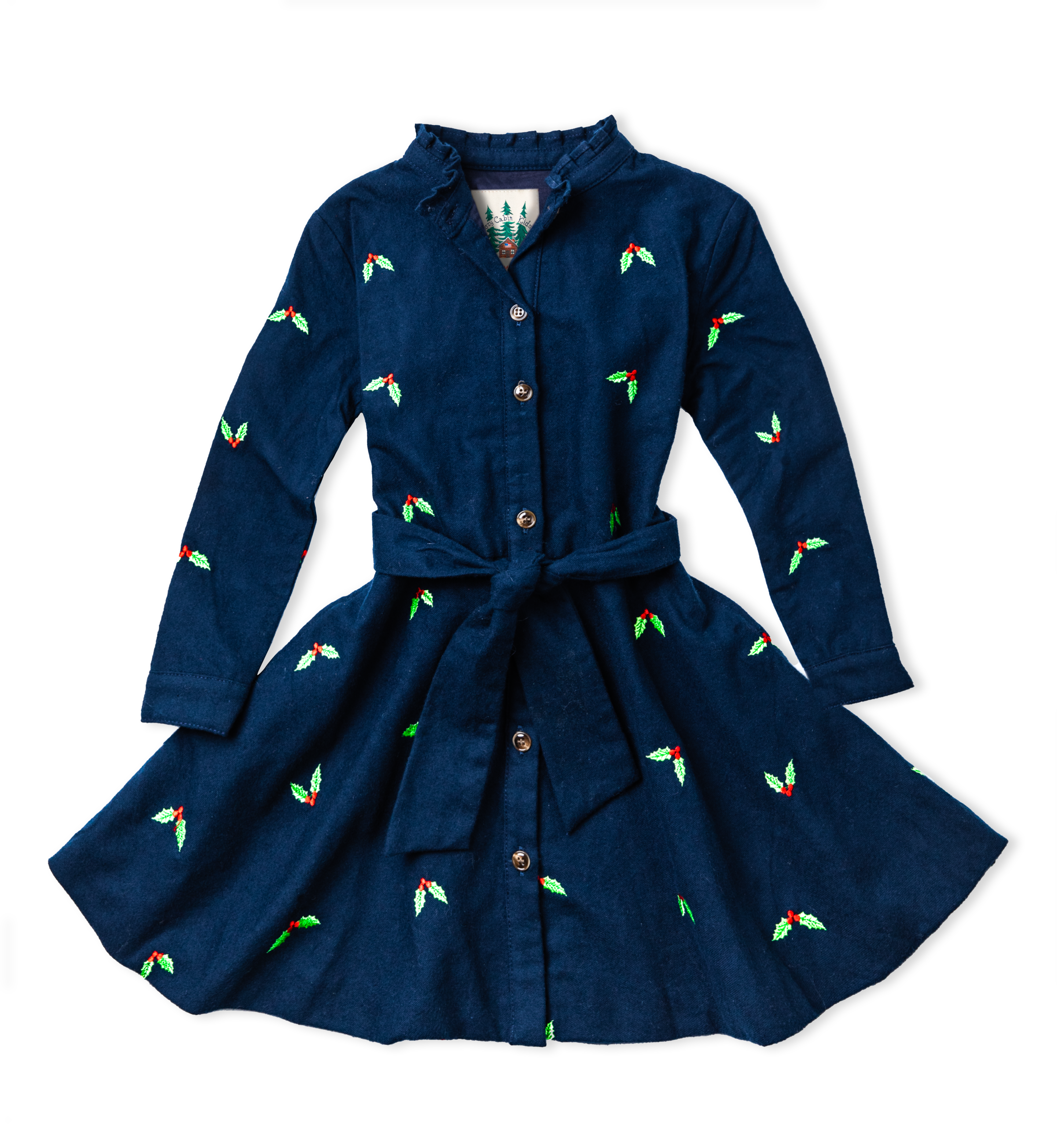 Christmas Holly Kids Flannel Dress