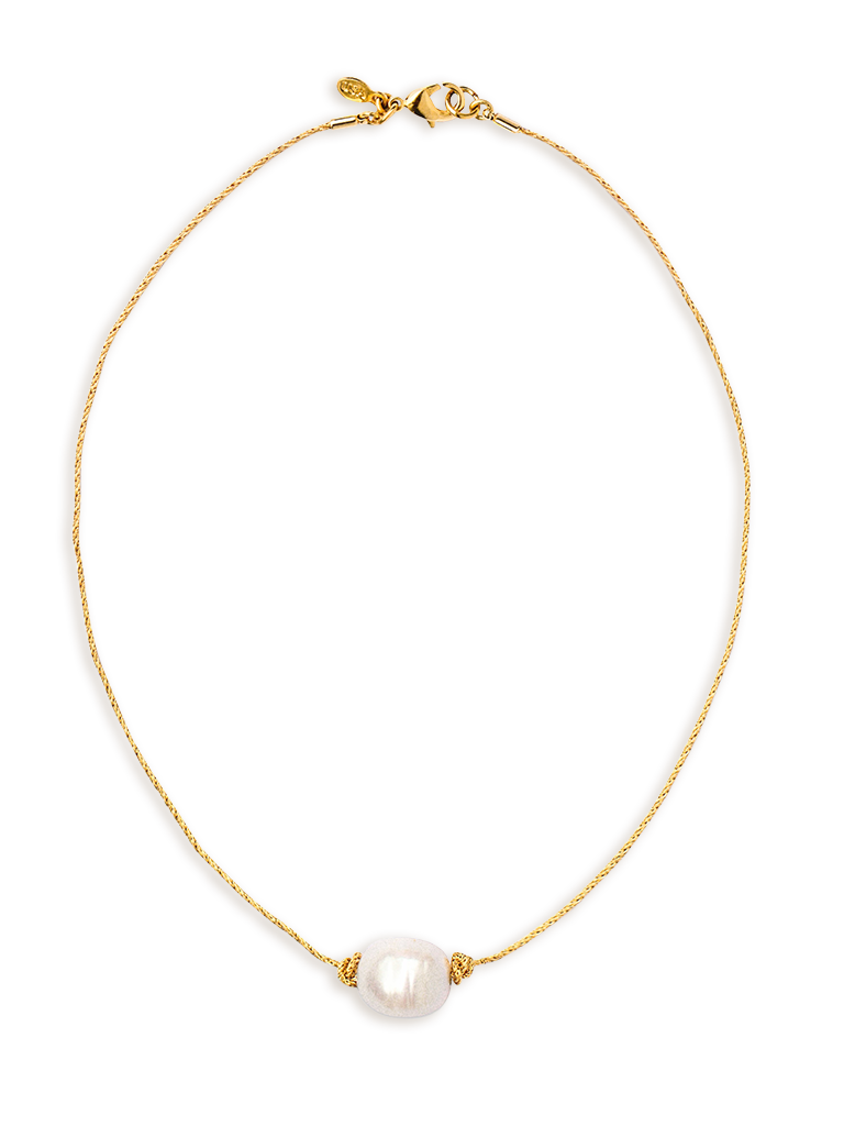 Golden Tide Pearl Knot Necklace