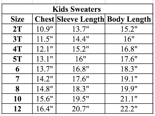 Size chart