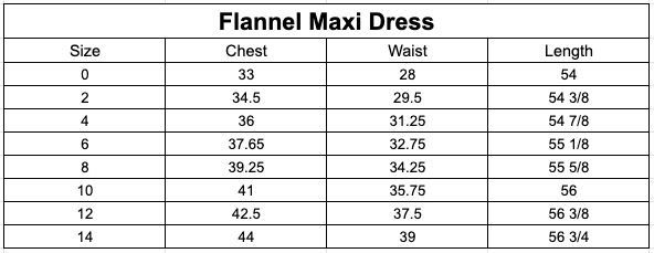 Size chart