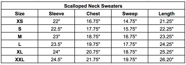Size chart