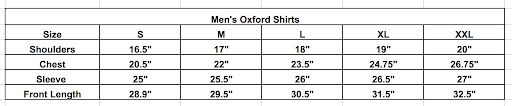 Size chart
