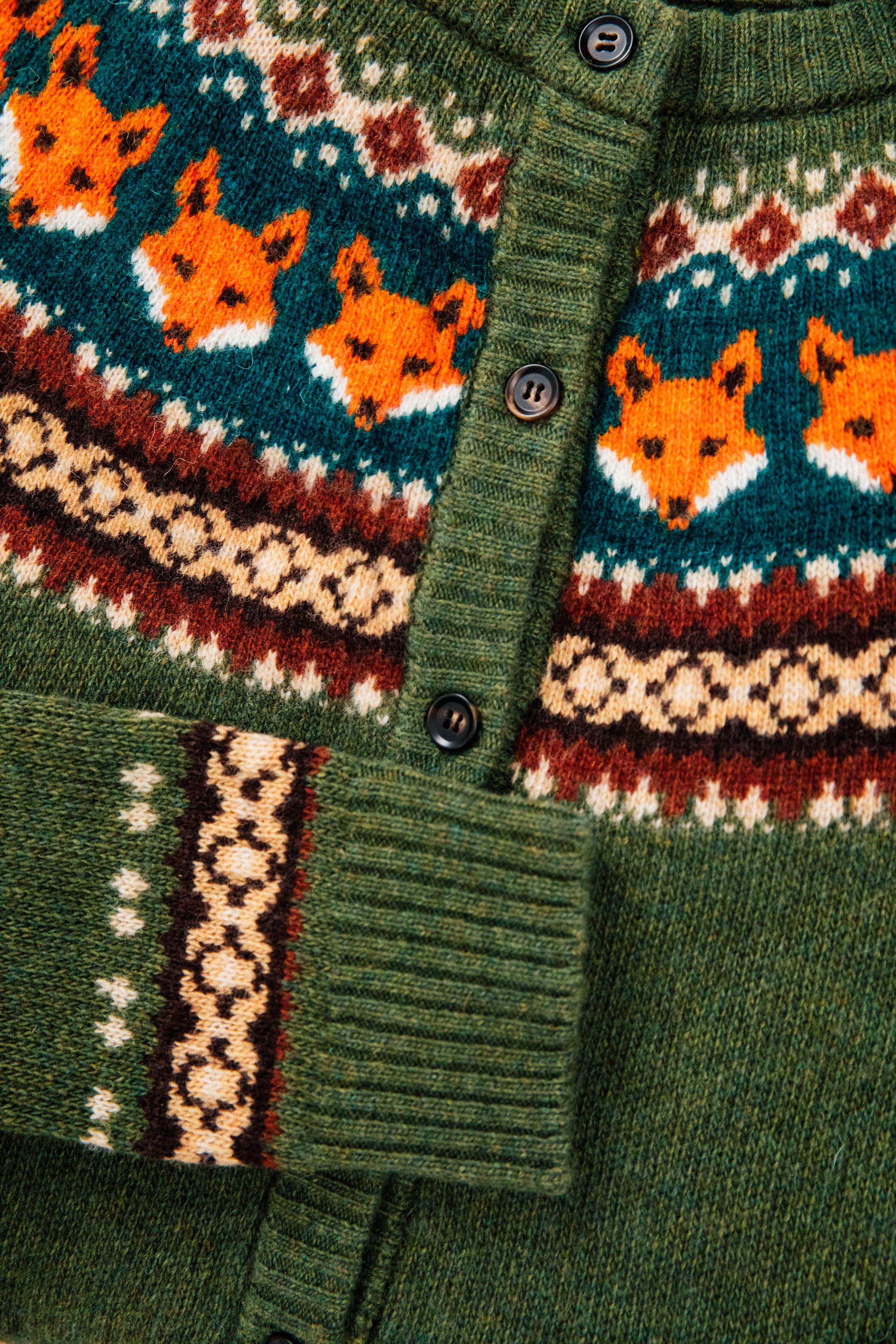 KJP Women's Maple Fox Fair Isle Cardigan Sweater