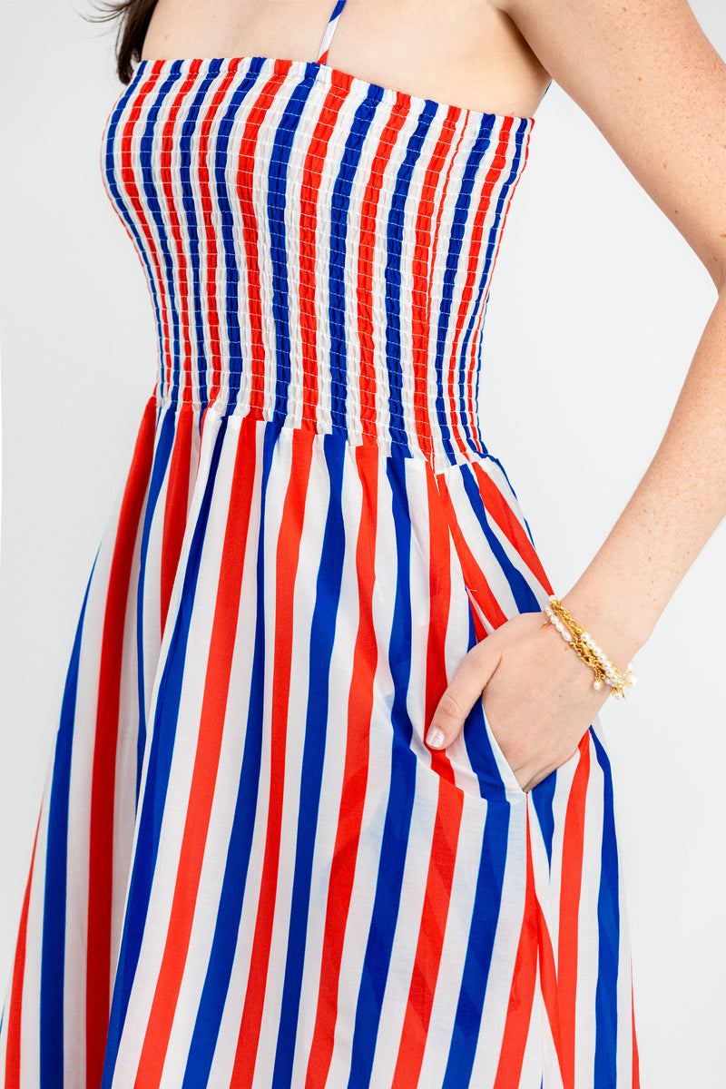KJP Women's Americana Striped Maxi Dress – Kiel James Patrick KJP Women's Americana Striped Maxi Dress – Kiel James Patrick
