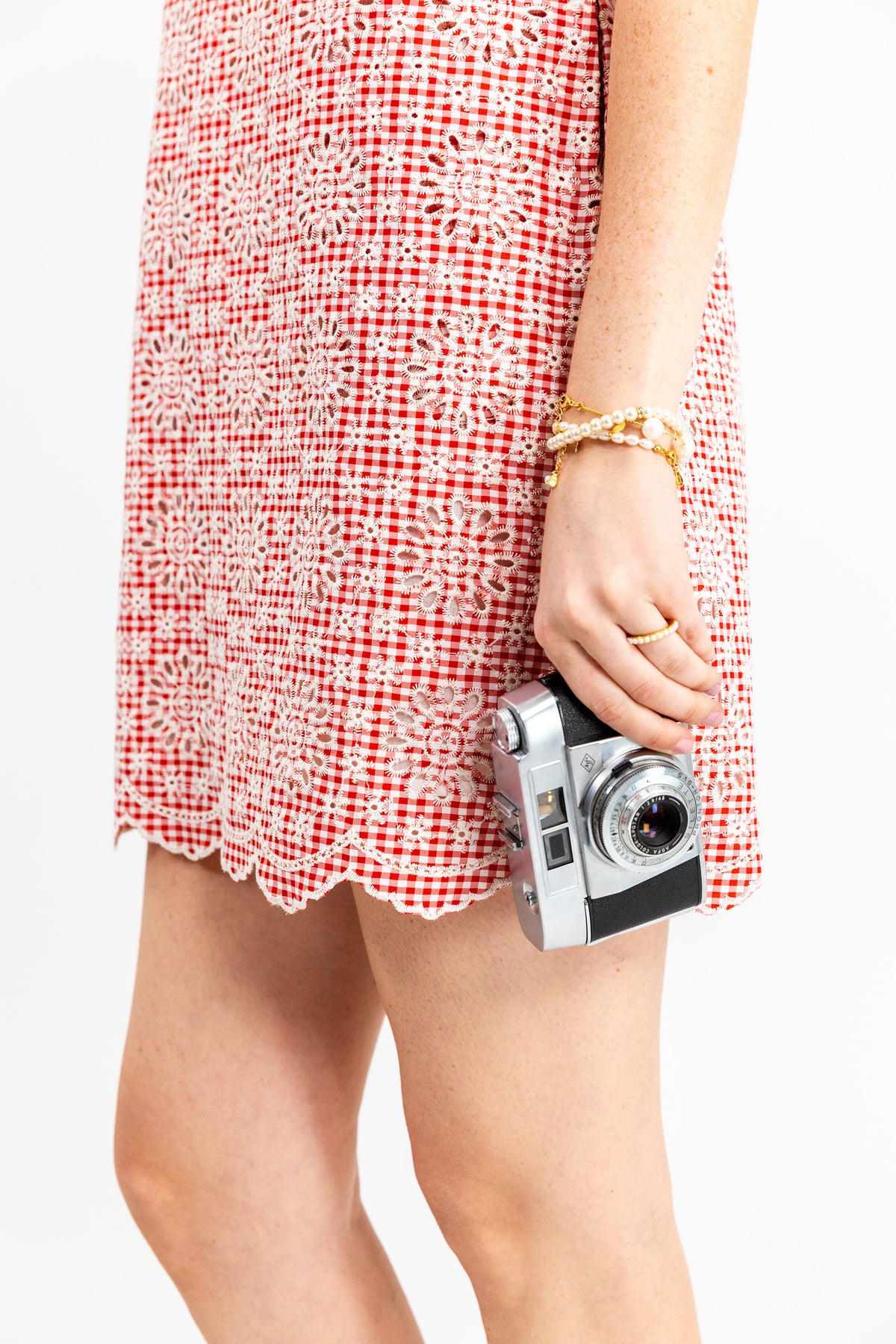 Jackie Gingham Eyelet Shift Dress