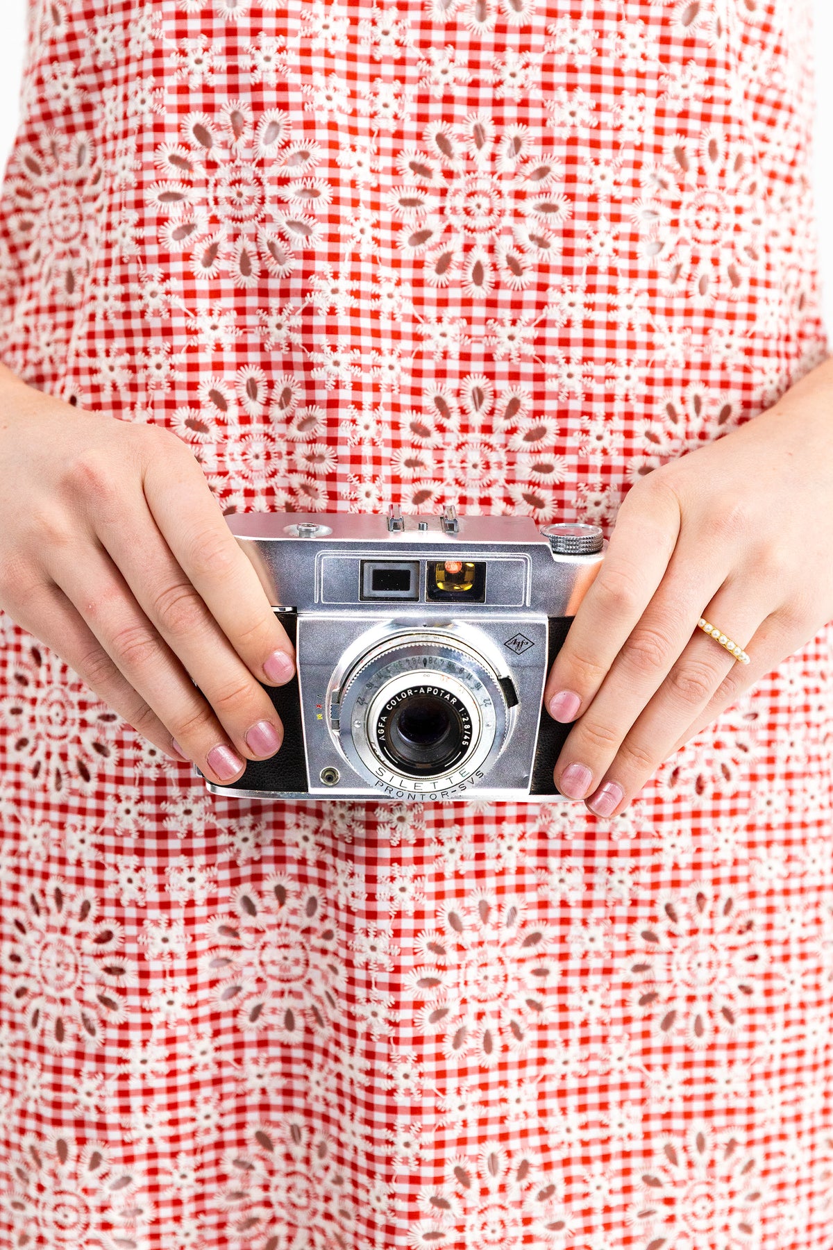 Jackie Gingham Eyelet Shift Dress