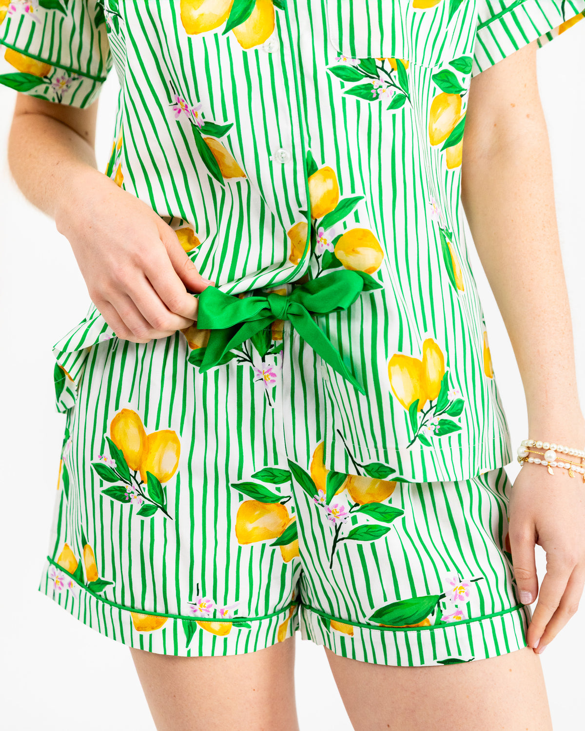 Lemon Grove Drawstring Shorts Pajama Set