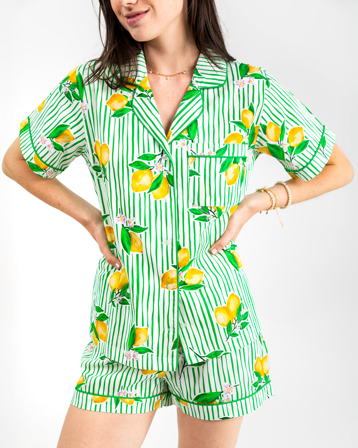 Lemon Grove Drawstring Shorts Pajama Set