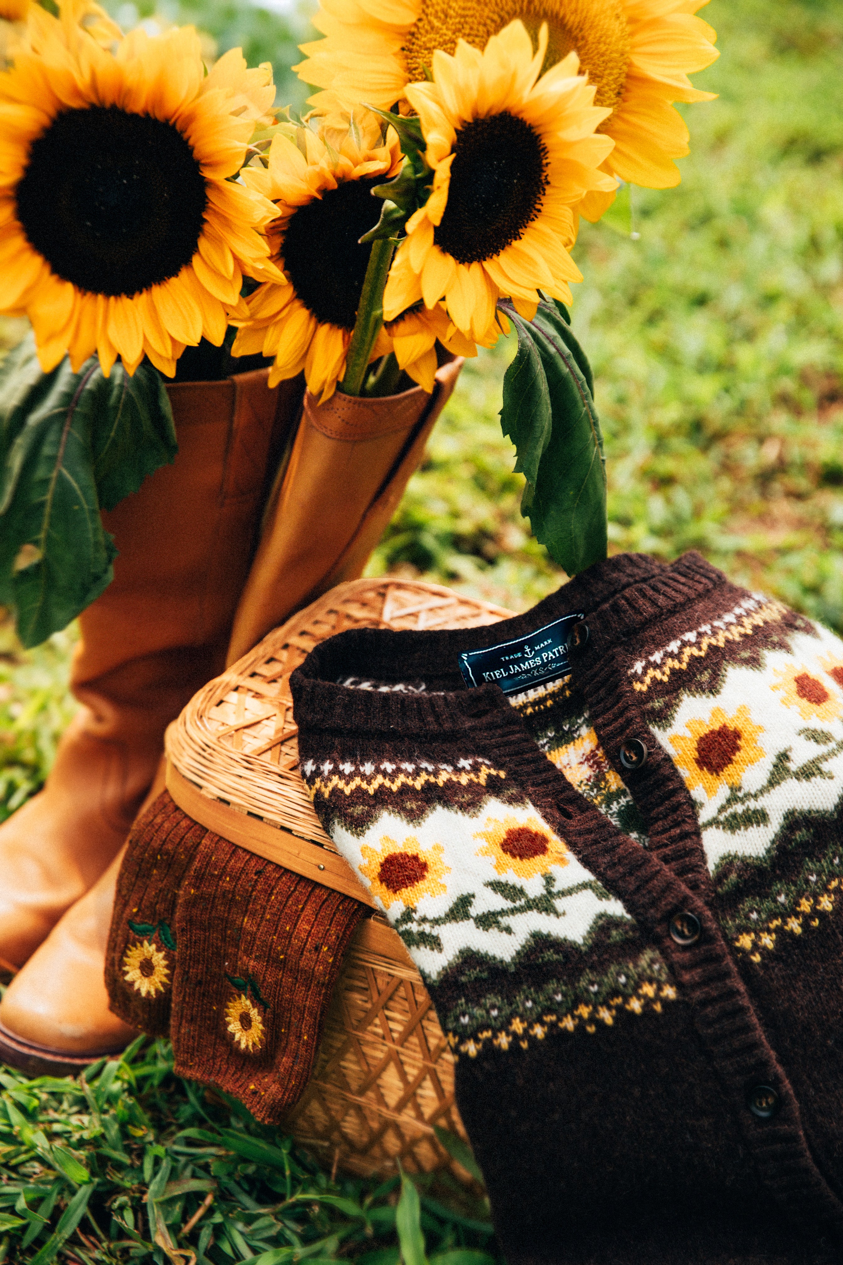 KJP Women's Sunflower Harvest Fair Isle Cardigan Sweater