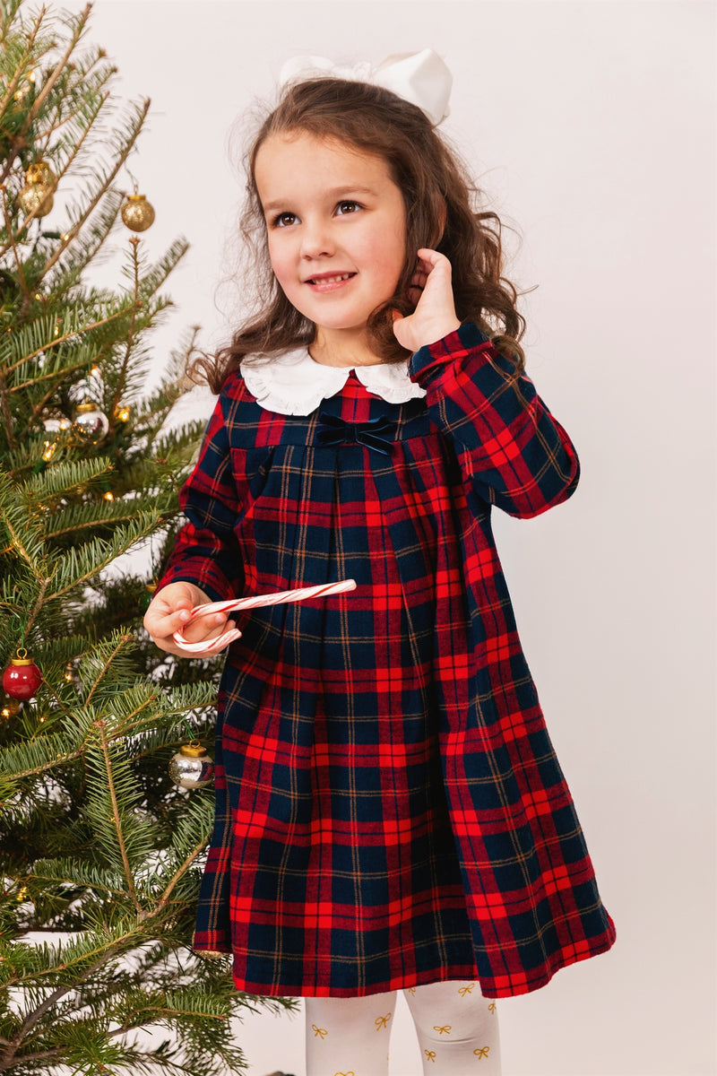 Tartan Ruffle Collar Kids Dress
