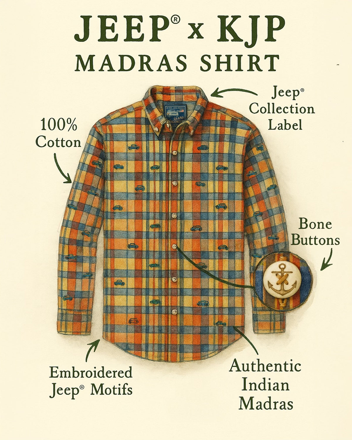 Jeep® x KJP Men's Embroidered Madras Long Sleeve Shirt – Kiel