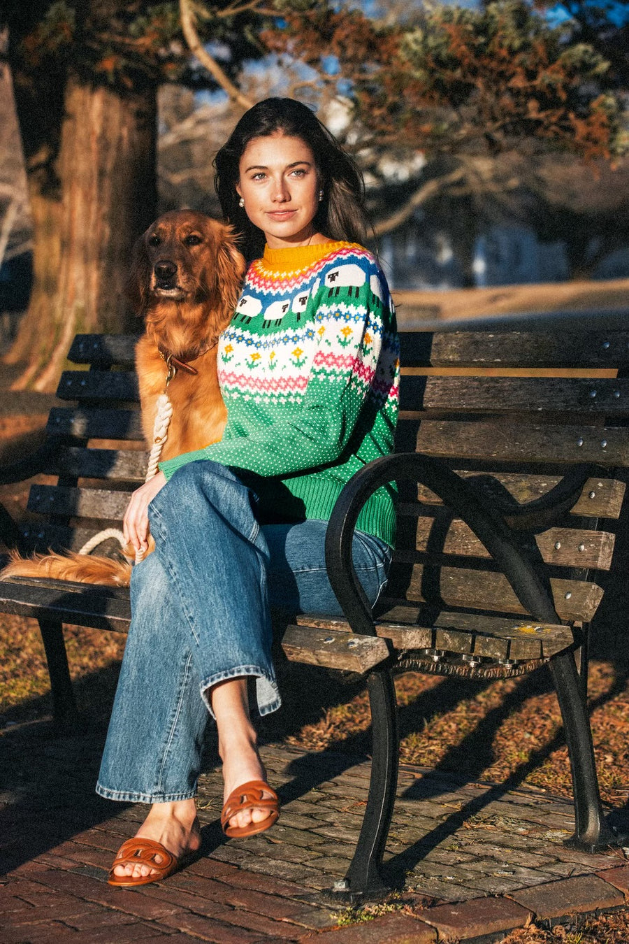 【90s】St. John's Bay フェアアイル 長袖 ポロシャツ ニット系 90s セントジョンズベイ コットンニット USA製 フェアアイル柄 総柄