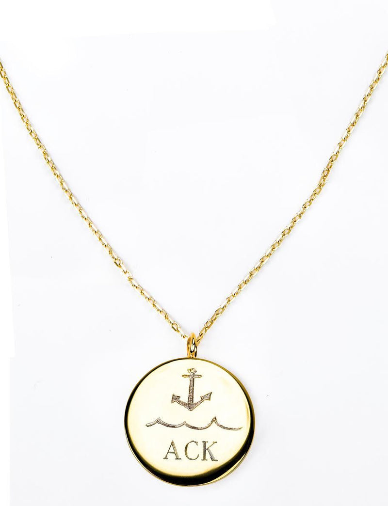 Gold Monogram Pendant - Kiel James Patrick Anchor Bracelet Made in the USA