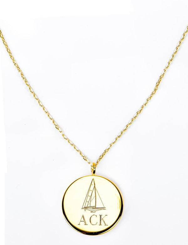 Gold Monogram Pendant - Kiel James Patrick Anchor Bracelet Made in the USA